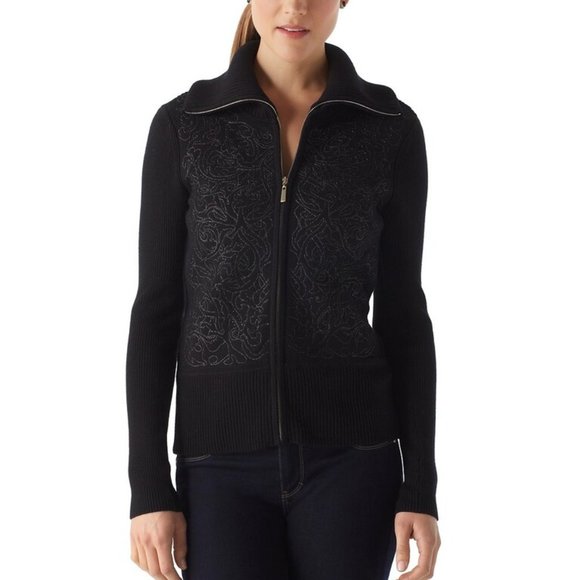 White House Black Market Sweaters - *3 for $25* WHBM Gold Shimmer Quilted Sweater Jacket